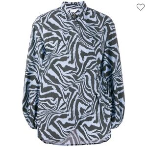 Ganni Zebra Print Wrap Blouse